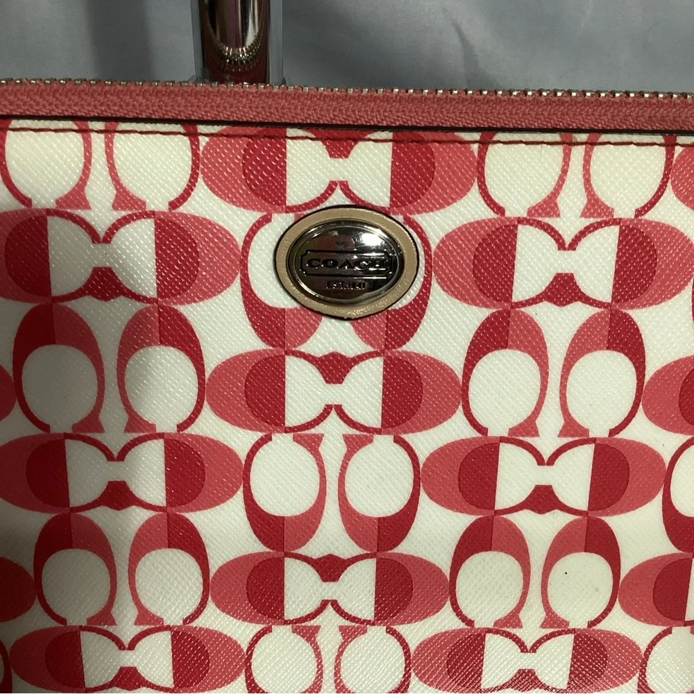 XL Coach Coated Canvas Sig C Wristlet Clutch Bag Phone Ready EUC